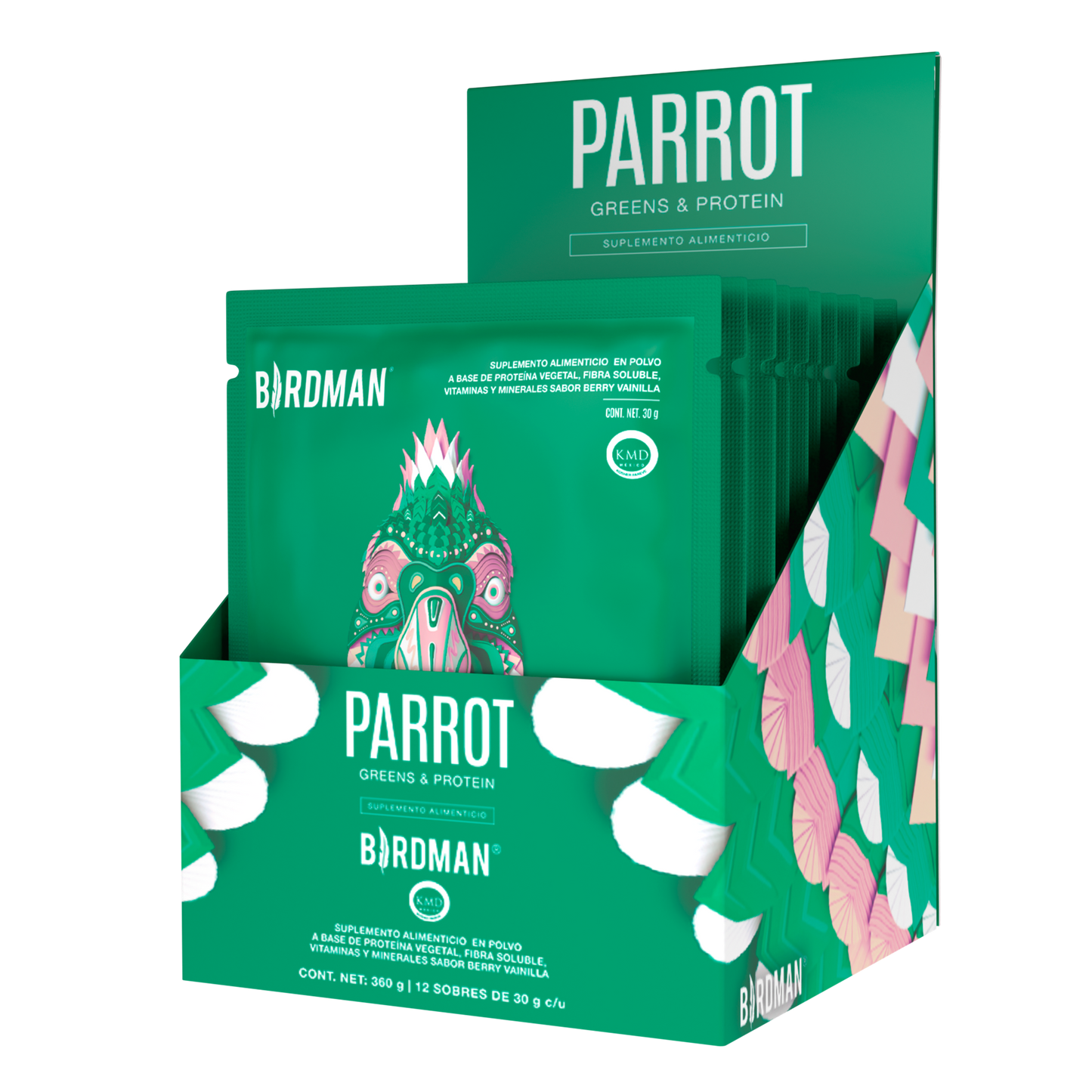 Parrot Greens & Protein 12 Pack sobres Berry Vainilla 12 sobres