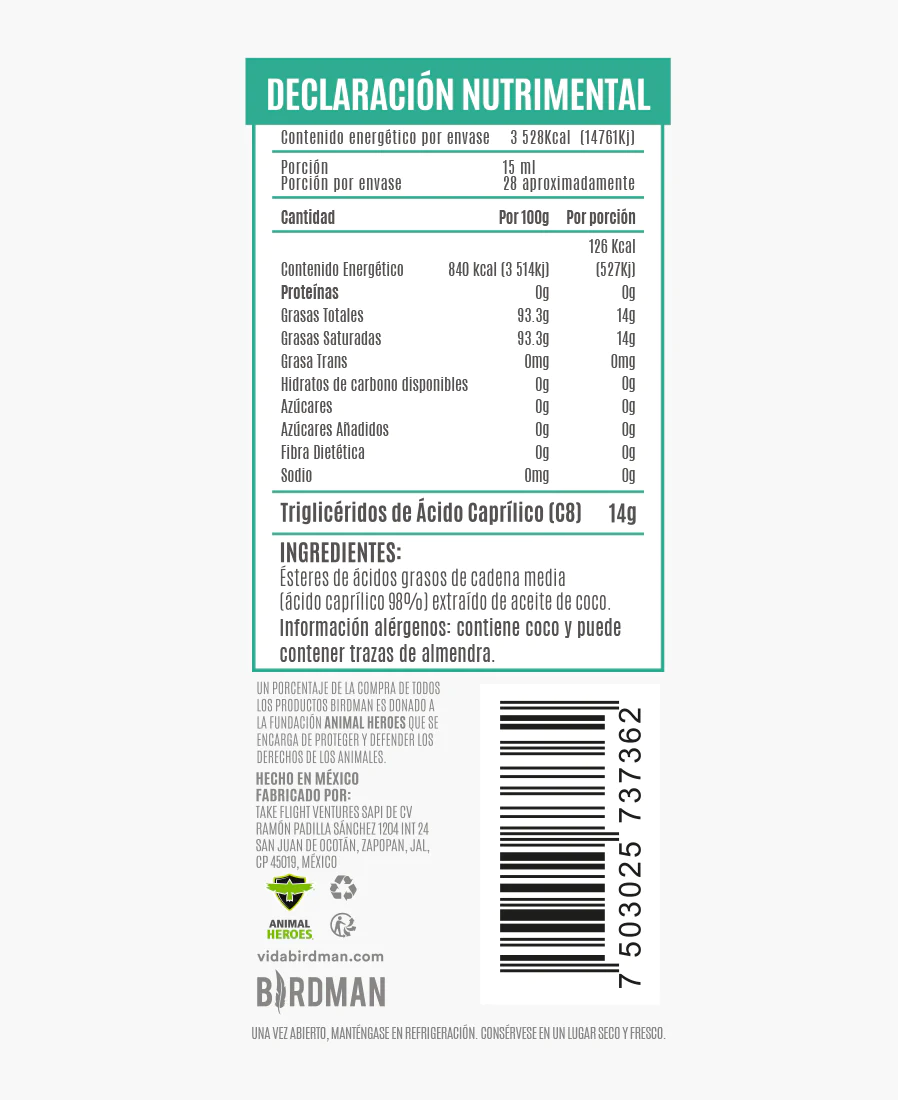 MCT Oil Liquido 420 ml
