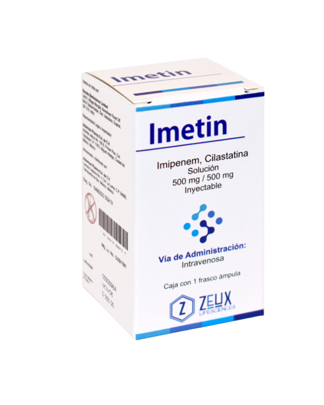 IMETIN IMIPENEM/ CILASTATINA 500MG/500 MG CAJ/1 FAM