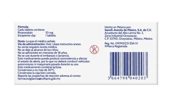 LOVENTRAX RIVAROXABAN 10 MG TAB CAJ C/ 30