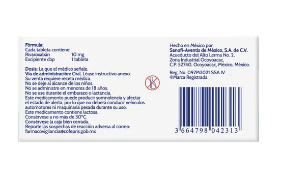 LOVENTRAX RIVAROXABAN 10 MG TAB CAJ C/ 10