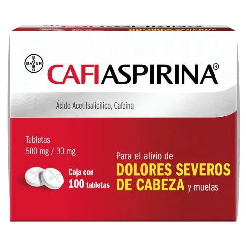 CAFIASPIRINA ACIDO ACETILSALISILICO/ CAFEINA 500 MG/ 30 MG CAJ/100 TAB