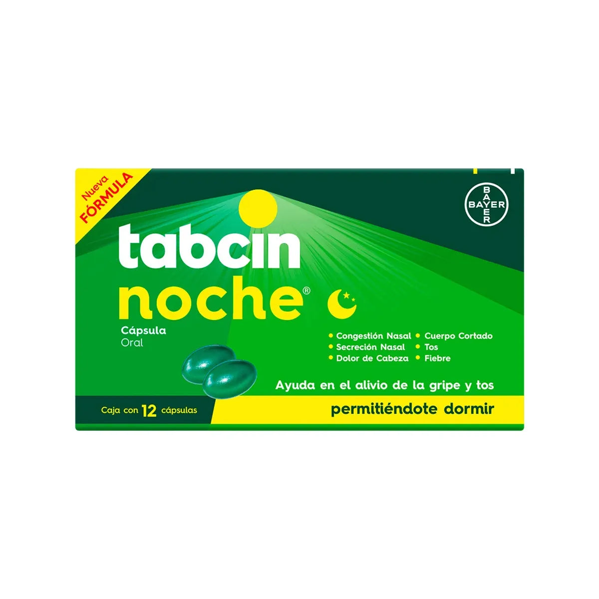 TABCIN NOCHE PARACETAMOL/ DEXTROMETORFANO/ DOXILAMINA/ FENILEFRINA 325 MG/ 10 MG/ 6.25 MG/ 5 MG CON 12 CAPS.