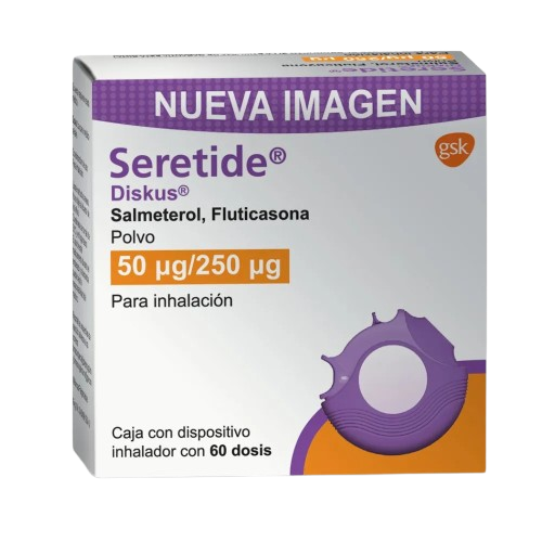 SERETIDE SALMETEROL/FLUTICASONA 50 UG/250 UG 1 INHALADOR C/60 DOSIS