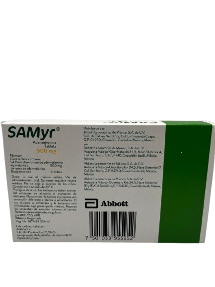 SAMYR ADEMETIONINA 500 MG CAJ/20 TAB