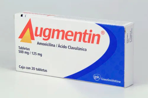 AUGMENTIN AMOXICILINA/ ACIDO CLAVULANICO TAB. 500/125 MG. CAJA C/20