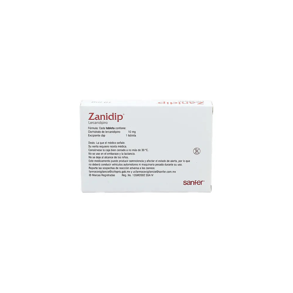 ZANIDIP LERCARNIDIPINO 10 MG CAJ/10 TAB