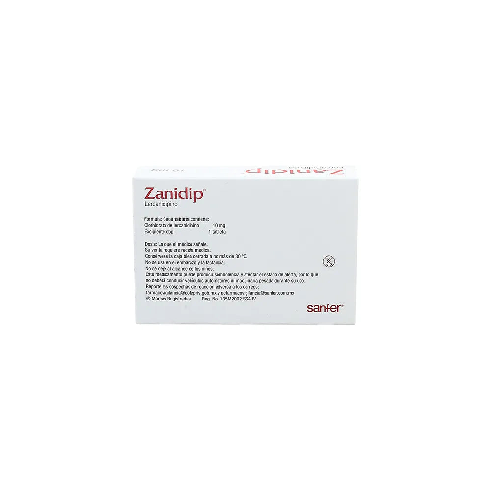 ZANIDIP LERCARNIDIPINO 10 MG CAJ/30 TAB