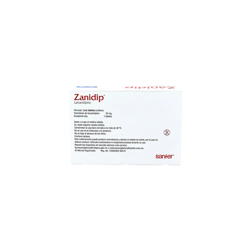 ZANIDIP LERCARNIDIPINO 20 MG CAJ/14 TAB