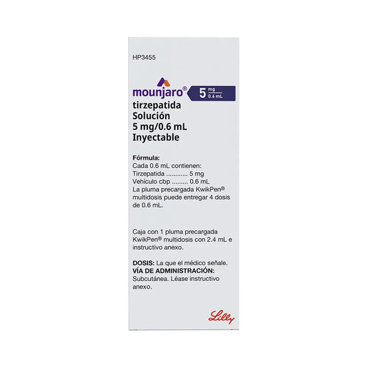 MOUNJARO KWIKPEN TIRZEPATIDA MULTIDOSIS 5 MG/0.6 ML SOL INY PLUMA PRECARGADA C/1