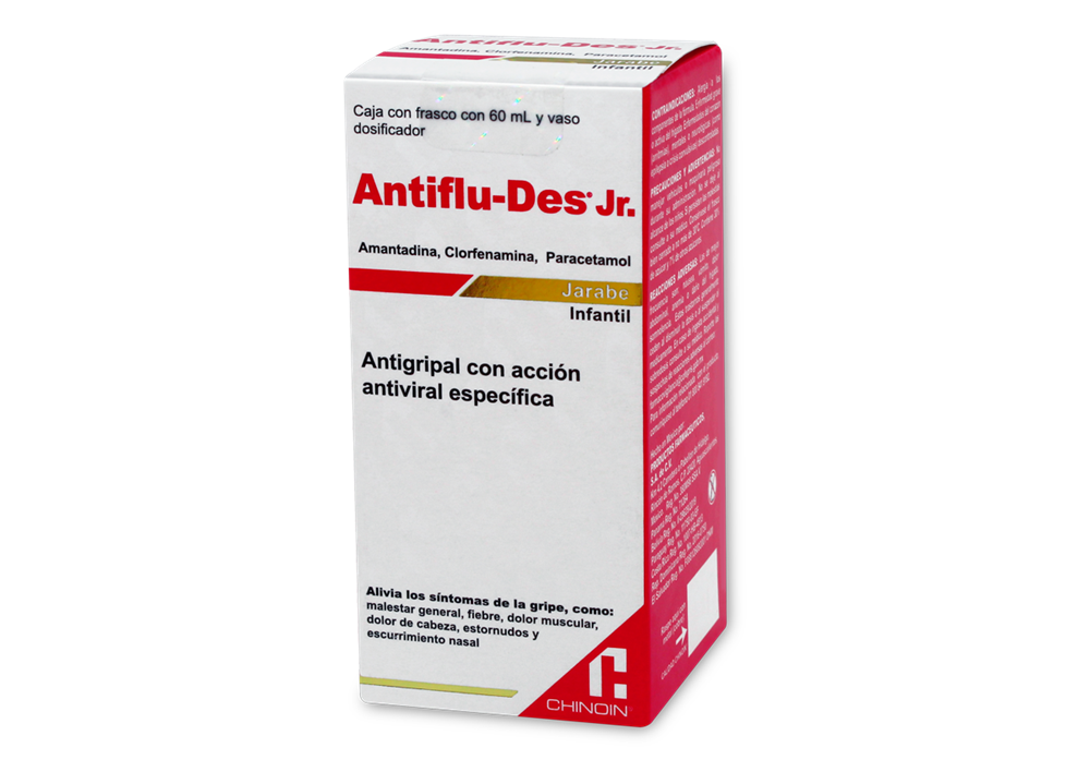 ANTIFLU-DES JR AMANTADINA/ CLORFENAMINA/ PARACETAMOL 0.50/0.2/3 GR 60 ML 1FCO