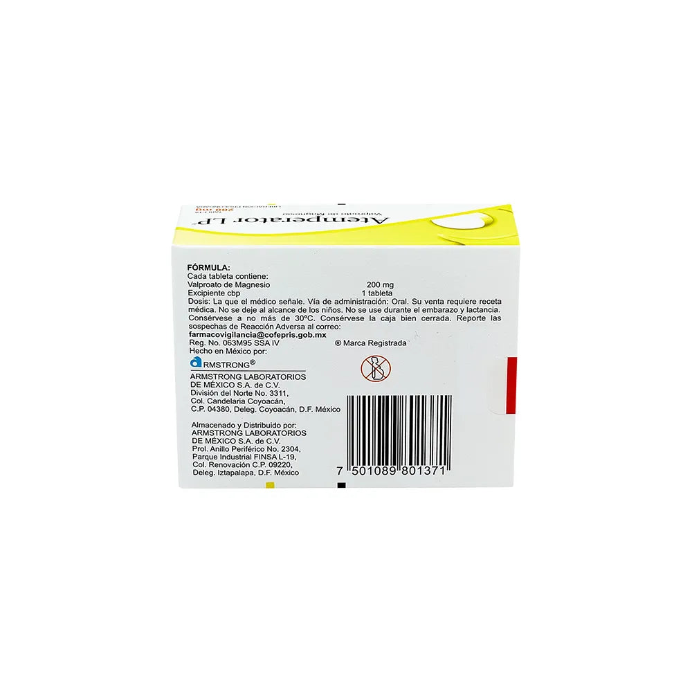 ATEMPERATOR LP VALPROATO DE MAGNESIO 200 MG CAJ/ 30 TAB