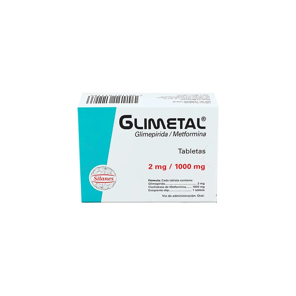 GLIMETAL GLIMEPIRIDA/ METFORMINA 2 MG/1000 MG CAJ/30 TAB