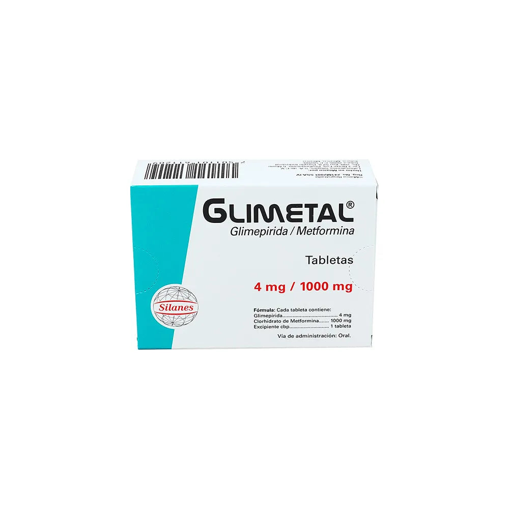 GLIMETAL GLIMEPIRIDA/ METFORMINA 4 MG/1000 MG CAJ/30 TAB