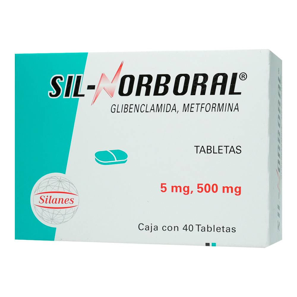 SIL-NORBORAL METFORMINA/ GLIBENCLAMIDA 5 MG/ 500 MG CAJ/ 40 TAB
