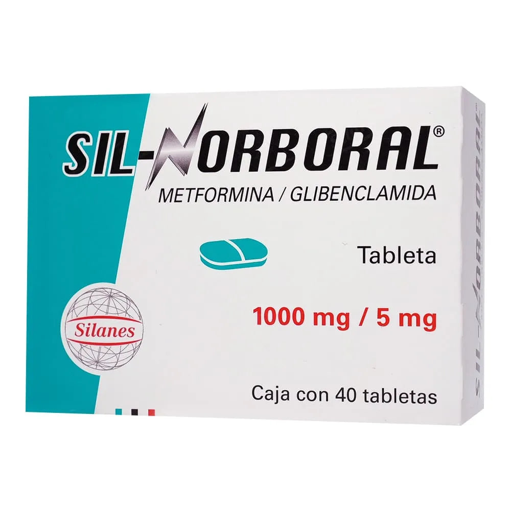 SIL-NORBORAL METFORMINA/ GLIBENCLAMIDA 5 MG/ 100 MG CAJ/ 40 TAB