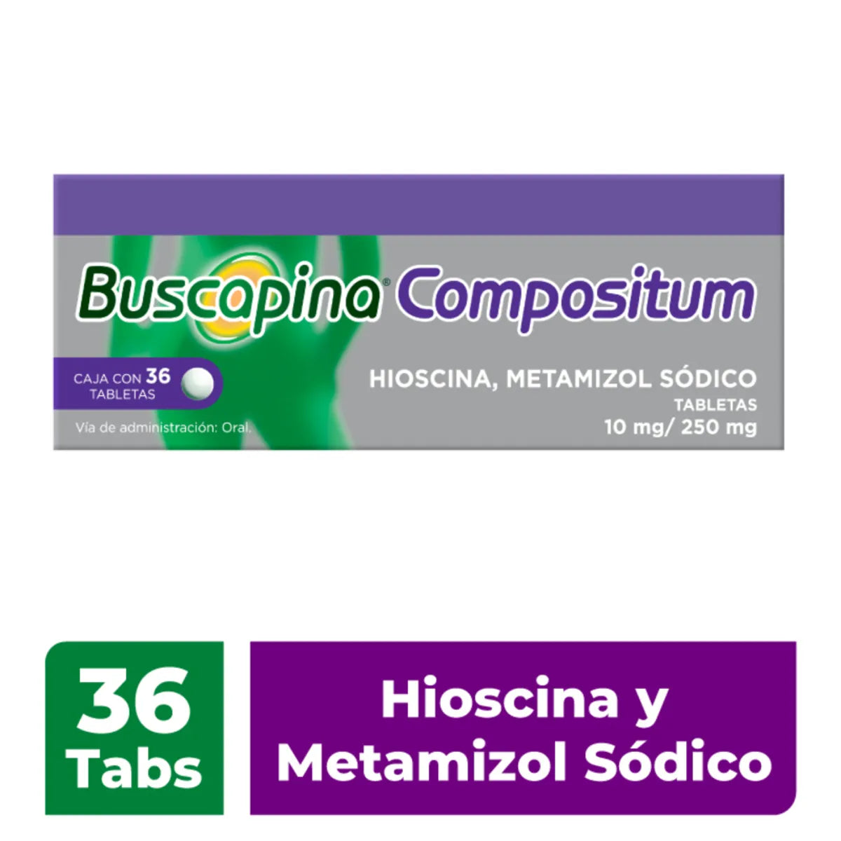 BUSCAPINA COMPUESTA HIOSCINA/METAMIZOL SODICO 10 MG/ 250 MG C/36 TAB