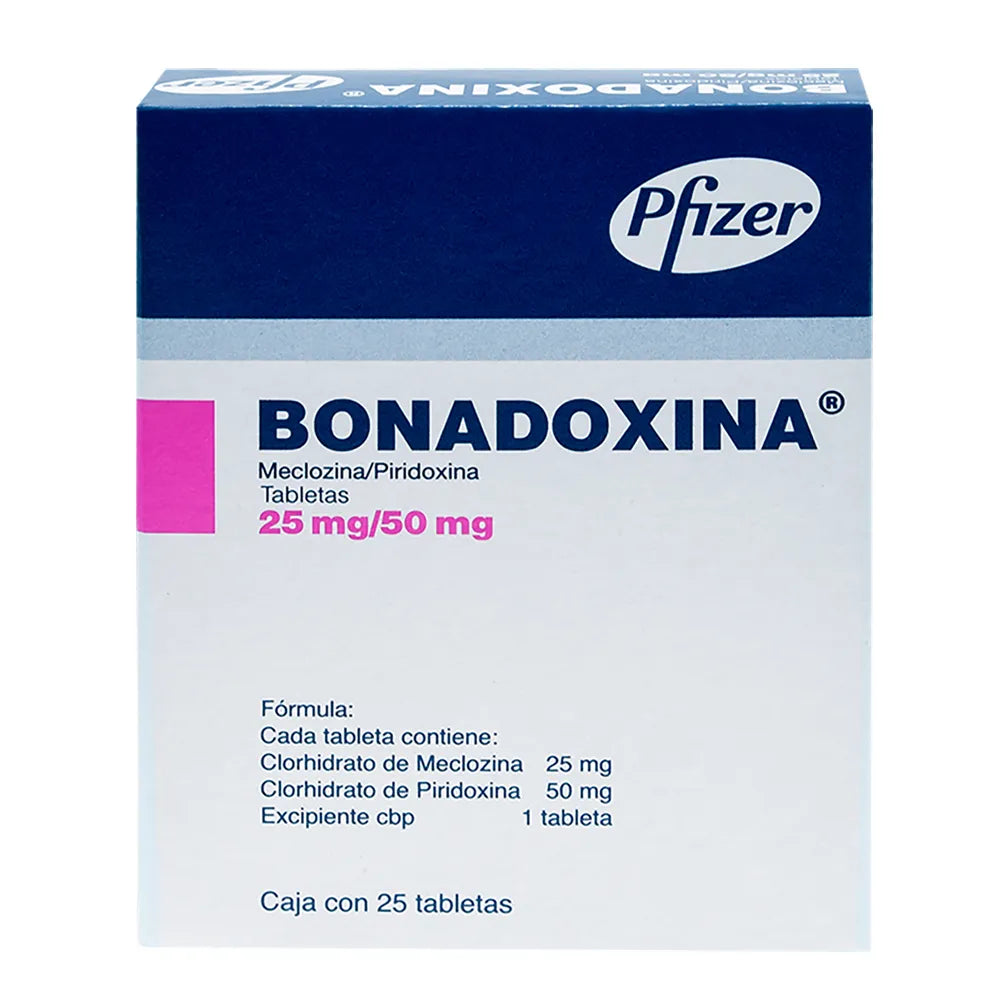 BONADOXINA MECLOZINA/PIRIDOXINA 25/50 MG CAJ/25 TAB