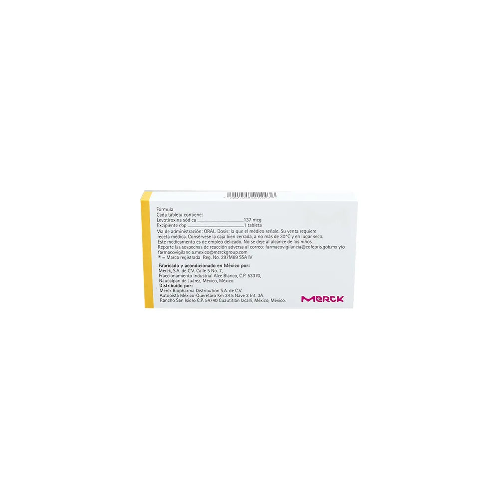 EUTIROX  LEVOTIROXINA SODICA TAB. 137 MCG. CAJA C/50
