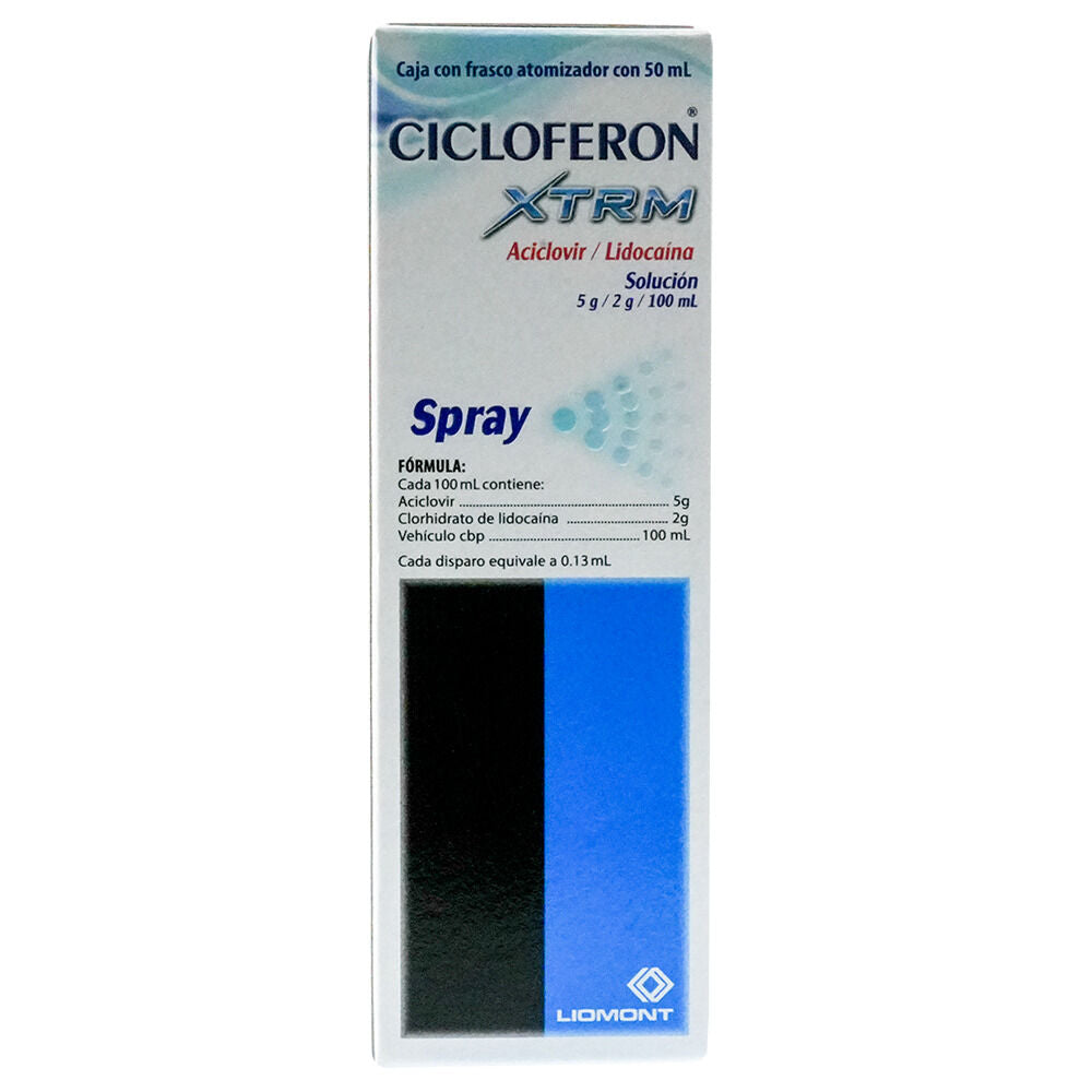 CICLOFERON XTRM ACICLOVIR/ LIDOCAINA 5 GR/2GR/ 100 ML CAJ/ 1 DISP 50 ML