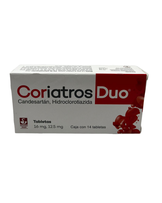 CORIATROS DUO CANDESARTAN/HIDROCLOROTIAZIDA 16MG/12.5 MG CAJ/14 TAB