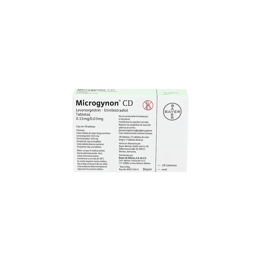 MICROGYNON LEVONORGESTREL/ ETILINESTRADIOL GRA CAJ C/28