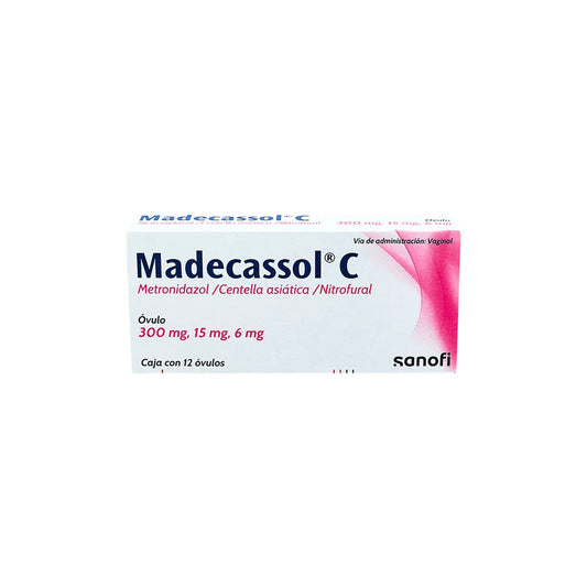 MADECASSOL C METRONIDAZOL CENTELLA ASIATICA NITROFURAL  300 MG/15/MG/6 MG  12 OVULOS