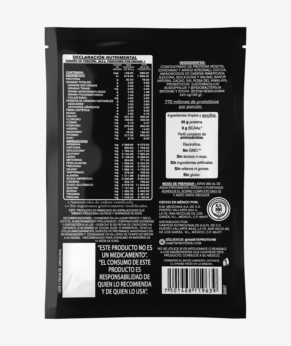 HABITS HP CACAO SACHETS 39.5 GRS CON 15 SOBRES