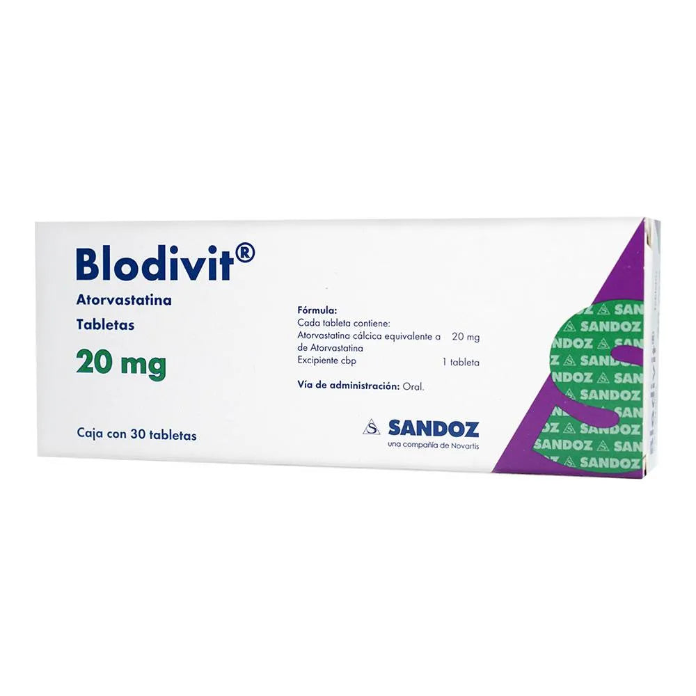 BLODIVIT ATORVASTATINA 20 MG CAJ/ 30 TABS