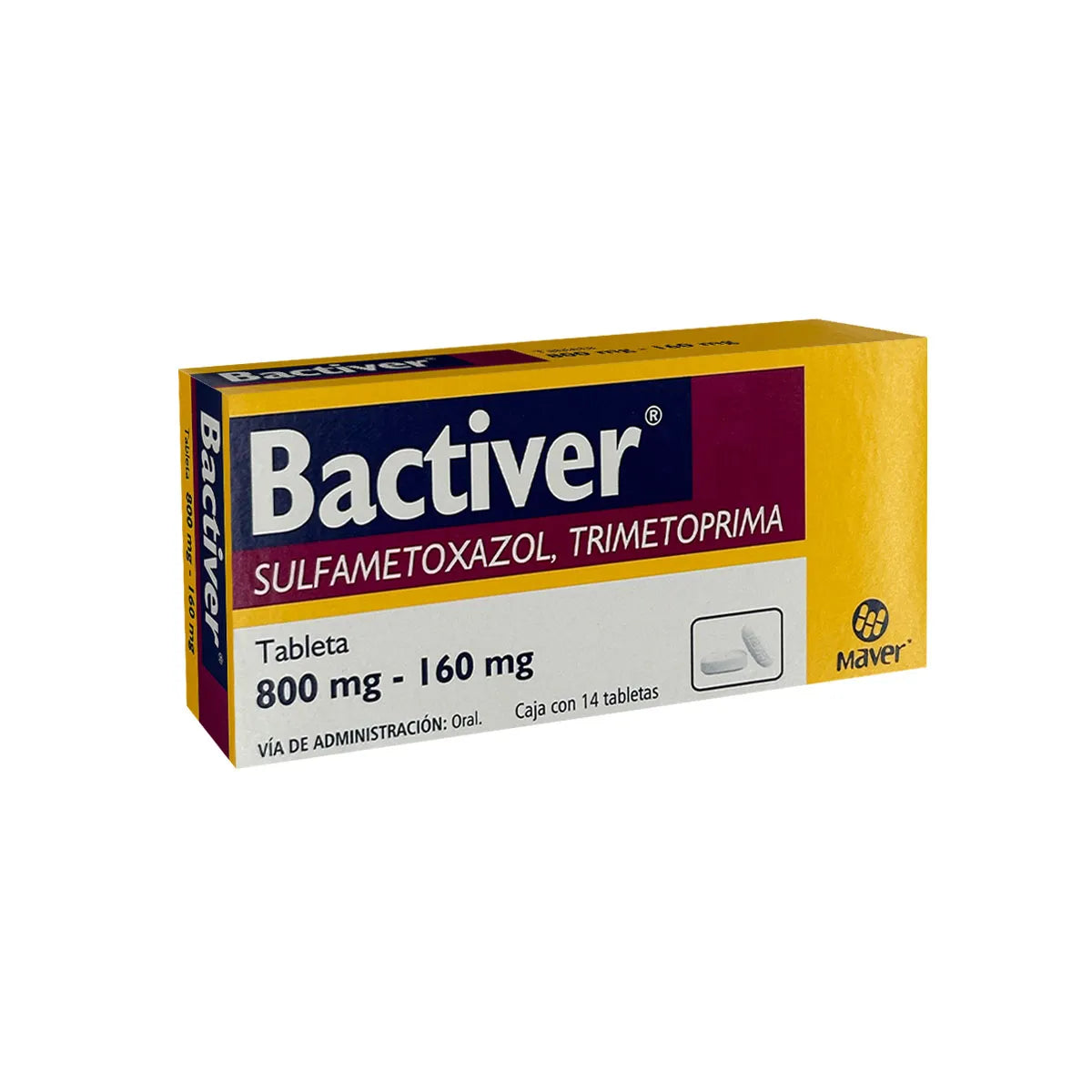 BACTIVER TRIMETROPRIM/ SULFAMETOXAZOL 800 MG/160 MG CAJ 14