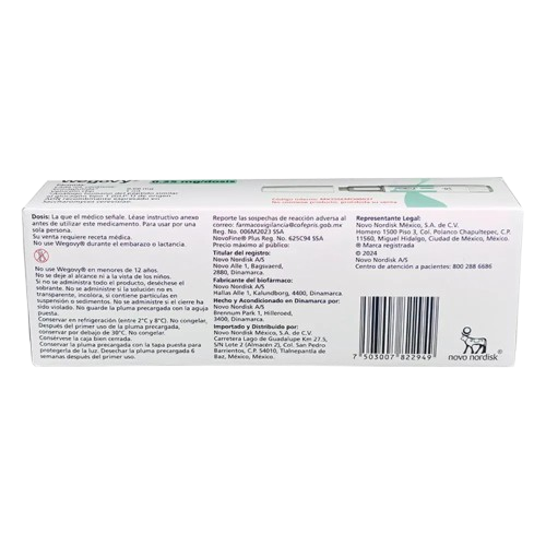 WEGOVY SEMAGLUTIDA 0.25 MG/DOSIS 1 JPLL 4 DOSIS