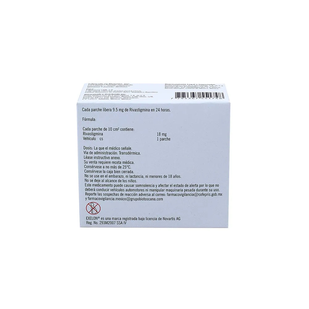 EXELON RIVASTIGMINA 18 MG CAJ/30 PARCHES