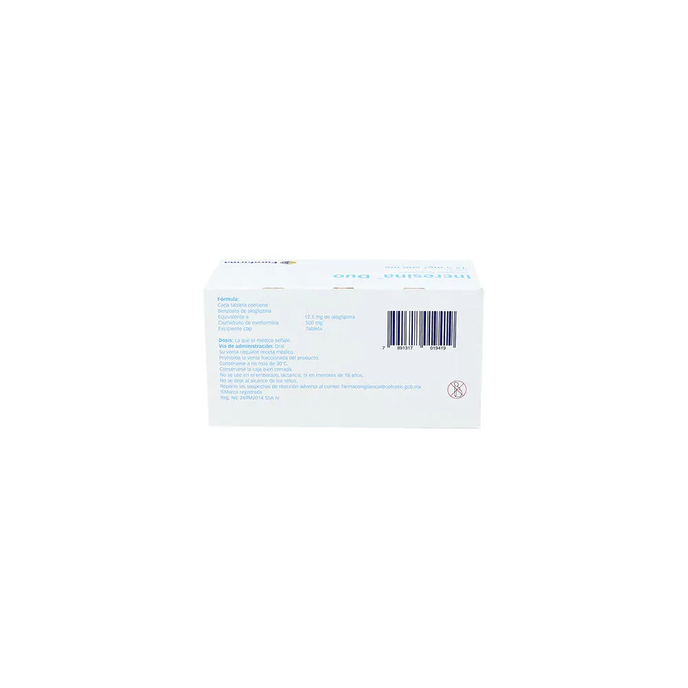 INCRESINA DUO ALOGLIPTINA/METFORMINA 12.5MG/500 MG CAJ/56 TAB