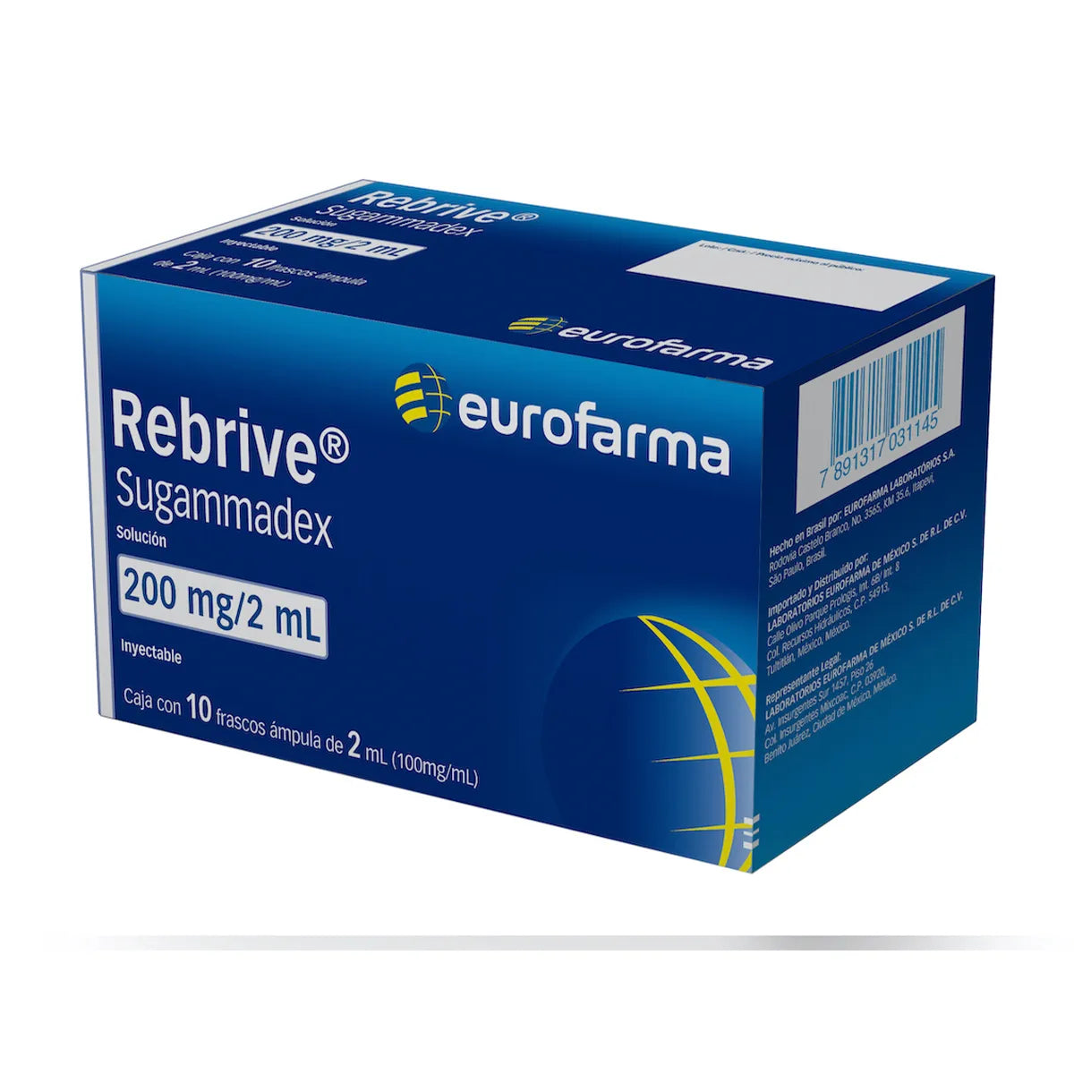 REBRIVE SUGAMMADEX 200MG/ 2ML CAJ/10 FAM