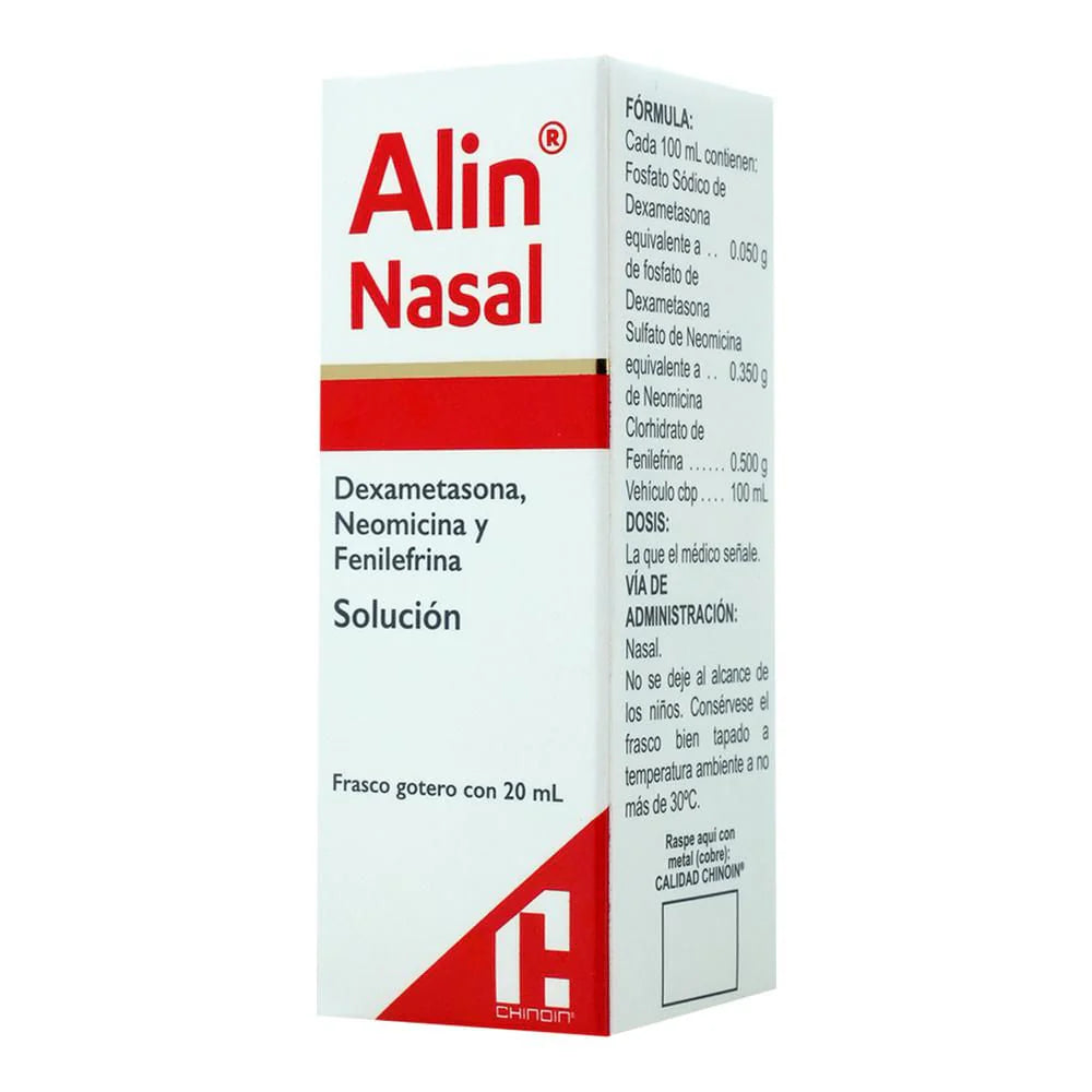 ALIN NASAL DEXAMETASONA/ NEOMICINA/ FENILEFRINA 0.05 GR/ 0.35 GR/0.5 GR CAJ/100 ML