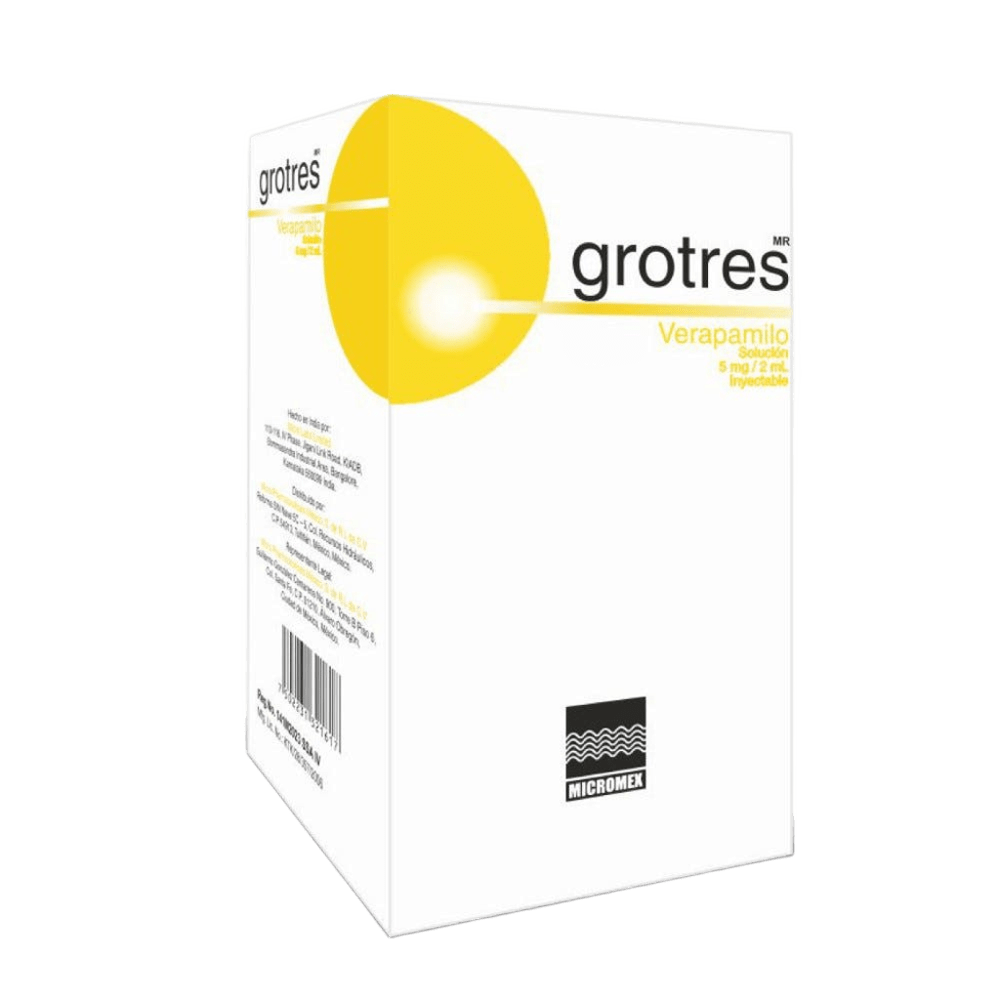 GROTRES VERAPAMILO SOL INYECTABLE 5 MG/2 ML CAJ/1 FAM