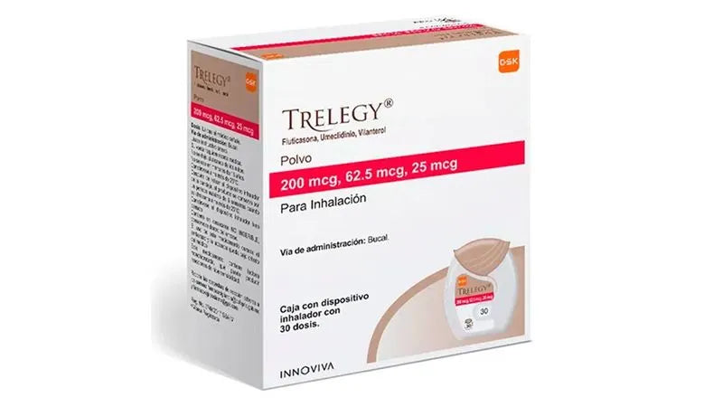 TRELEGY Fluticasona / Umeclidinio / Vilanterol 200 µg/62.5 µg/ 25 µg CAJ/ 1 DISP INH 30 DOSIS