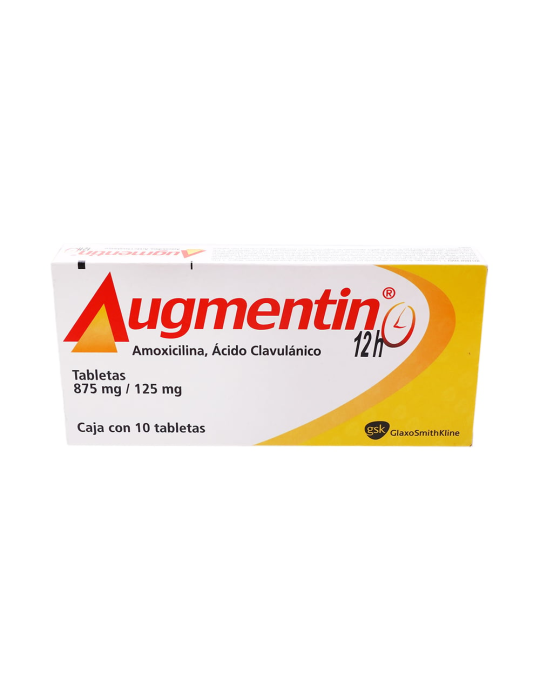 AUGMENTIN 12H AMOXICILINA/ ACIDO CLAVULANICO TAB. 875/125 MG. CAJA C/10