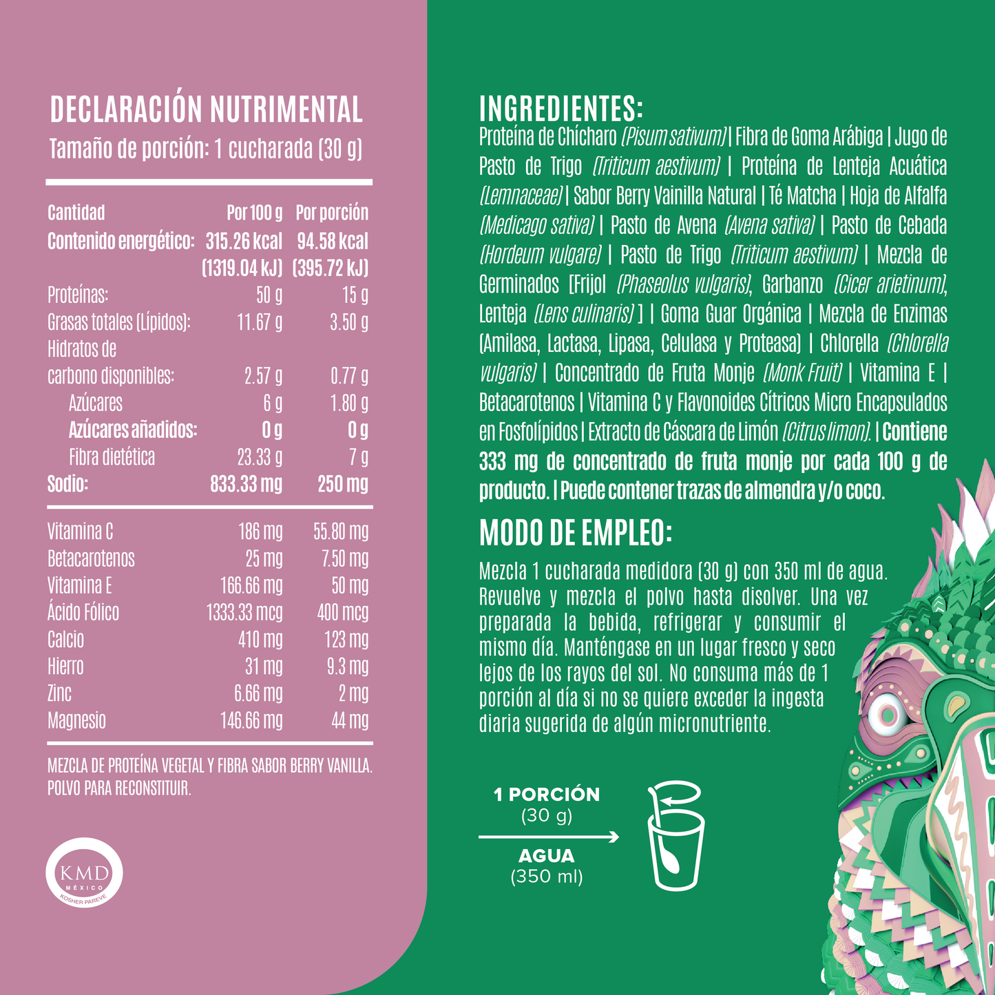 Parrot Greens & Protein Berry Vainilla 210 g