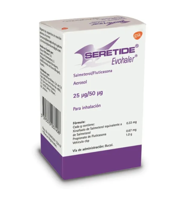 SERETIDE FLUTICASONA/SALMETEROL 25 MCG/50 MCG 120 DOSIS CAJ/1 EVOHALER