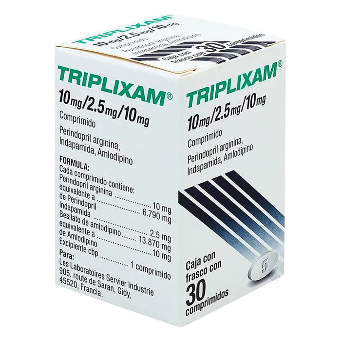 TRIPLIXAM  Perindopril Arginina, Indapamida, Amlodipino 10/2.5/10 MG CAJ/30 COMP