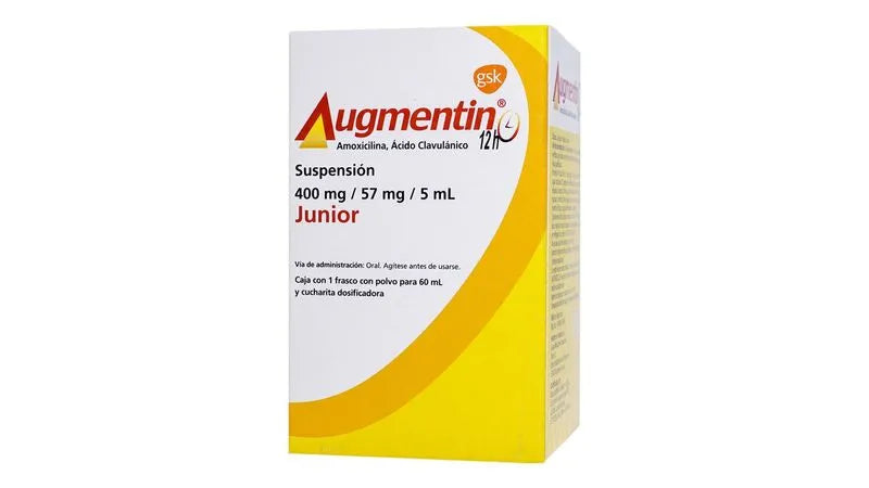AUGMENTIN 12H SUSP. JUNIOR 400 MG/57 MG./5 ML CAJA C/FCO. C/PVO. P/60 ML.