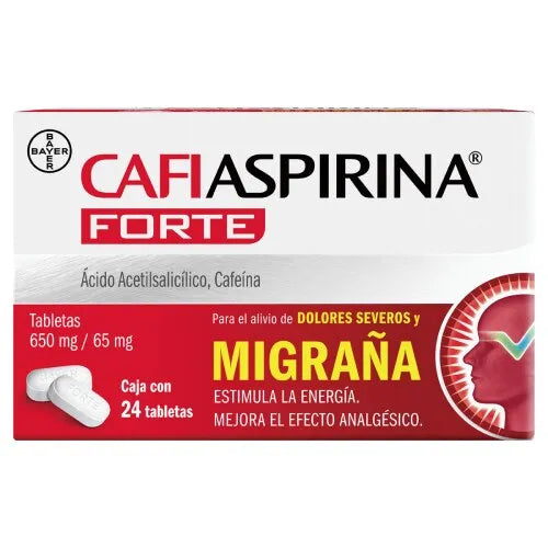 CAFIASPIRINA FORTE ACIDO ACETILSALISILICO/ CAFEINA 650 MG/ 65 MG CAJ/24 TAB