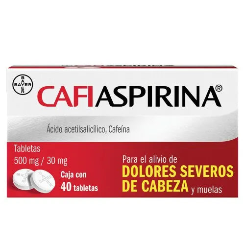 CAFIASPIRINA ACIDO ACETILSALISILICO/ CAFEINA 500 MG/ 30 MG CAJ/40 TAB