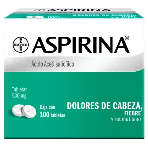 ASPIRINA ACIDO ACETILSALISILICO 500 MG CAJ/100 TAB