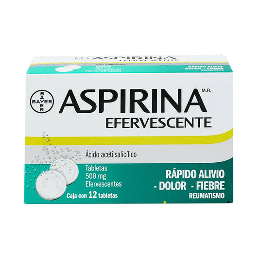 ASPIRINA EFERVESCENTE ACIDO ACETILSALISILICO 500 MG CAJ/12 TAB