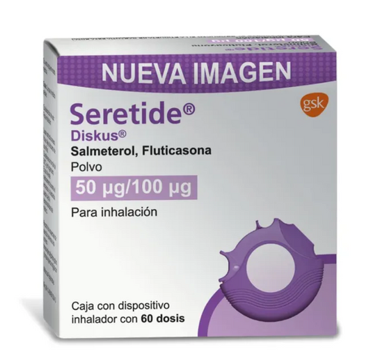 SERETIDE FLUTICASONA/SALMETEROL 50 MCG/100 MCG 60 DOSIS CAJ/1 DISKUS