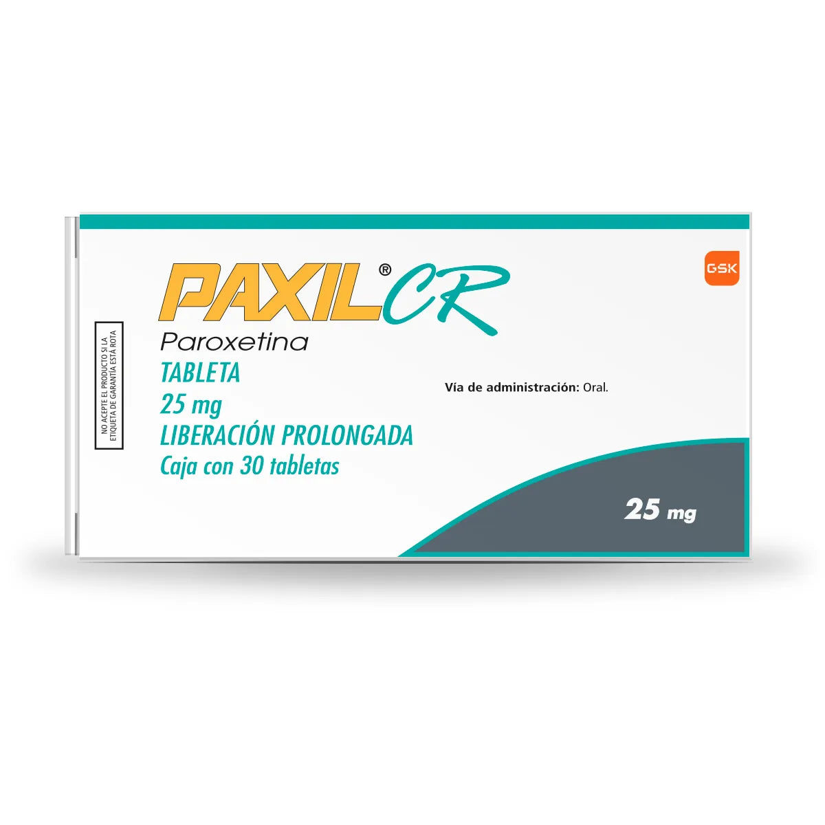 PAXIL CR PAROXETINA LIB PROLONGADA 25 MG CAJ/30 TAB