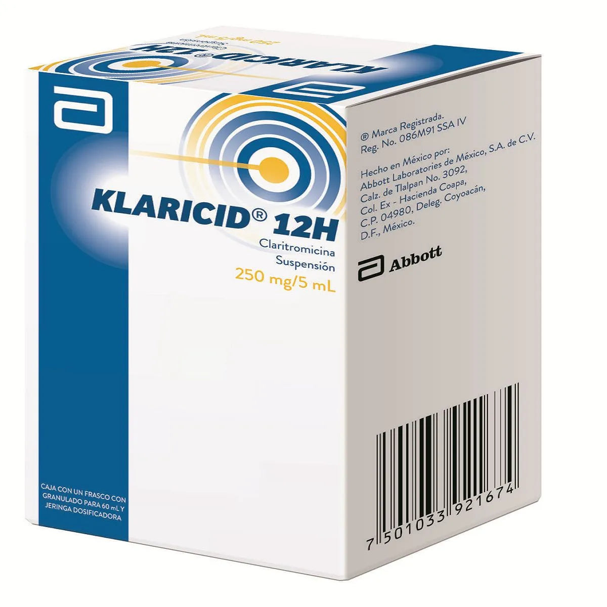 KLARICID 12H CLARITROMICINA 250 MG/ 5 ML CAJ/ 60 ML