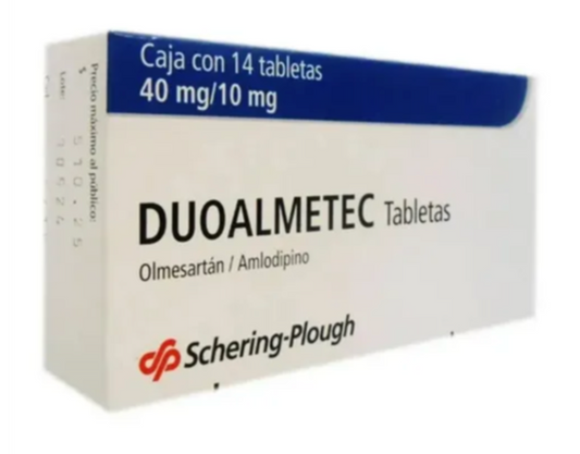 DUOALMETEC OLMESARTAN MEDOXIMILO/ AMLODIPINO 40 MG/ 10 MG CAJ/14 TAB
